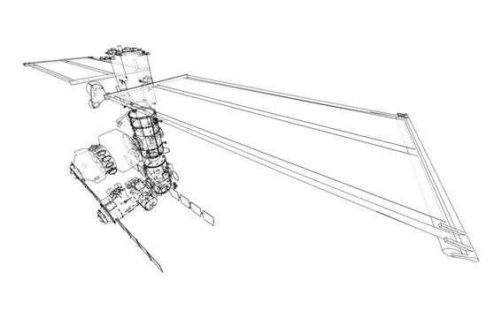 detailed illustration of a space station. Vector