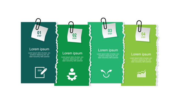 Design template business infographic with 4 step torn paper concept. Vector illustration can be used for education, business presentation and workflow layout