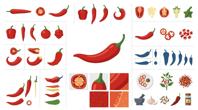 Red hot chili pepper varieties collection.