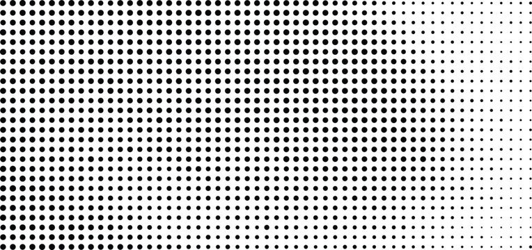 Halftone dot pattern vector, black and white gradient texture background, retro pop art comic book style design element
