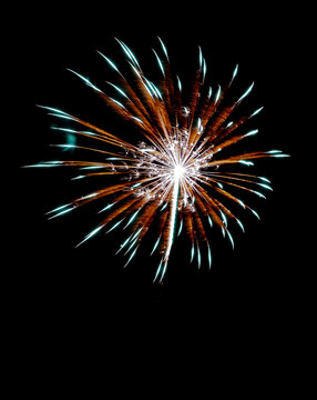 beautiful fireworks with expoloding colors against a dark sky