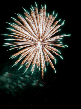 beautiful fireworks with expoloding colors against a dark sky