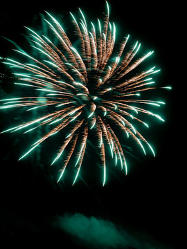 beautiful fireworks with expoloding colors against a dark sky