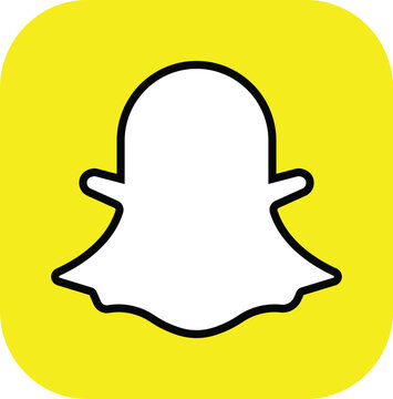 Snapchat Official Ghost Logo Vector Icon on Bright Yellow Rounded Square