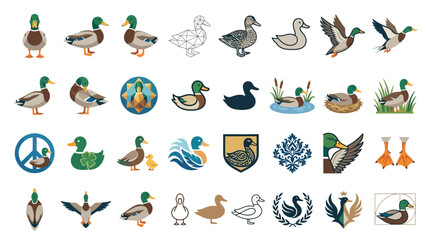 Obraz premium Collection of assorted duck logos and emblems.