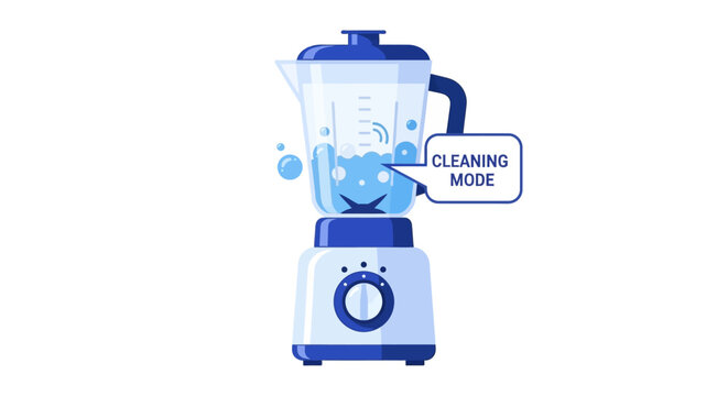 Modern Electric Blender with Self-Cleaning Mode Feature Vector Illustration