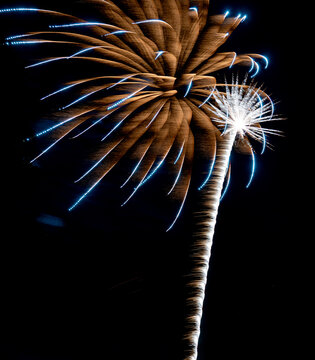 beautiful fireworks with expoloding colors against a dark sky