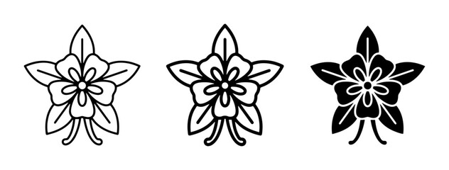 Obraz premium Elegant Floral Icons, Stylized Flower Emblems, Botanical Vector Graphics, Decorative Blossom Silhouettes