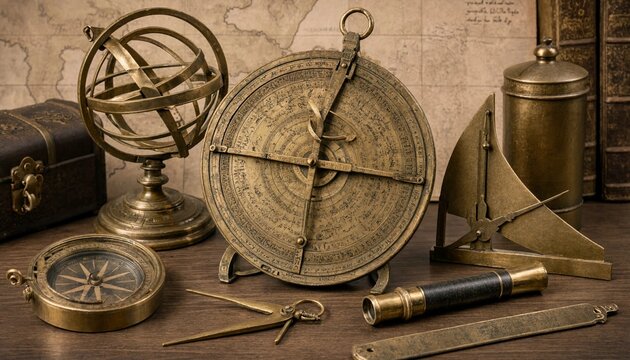 Brass astrolabe instruments