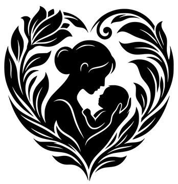 mother and child vector