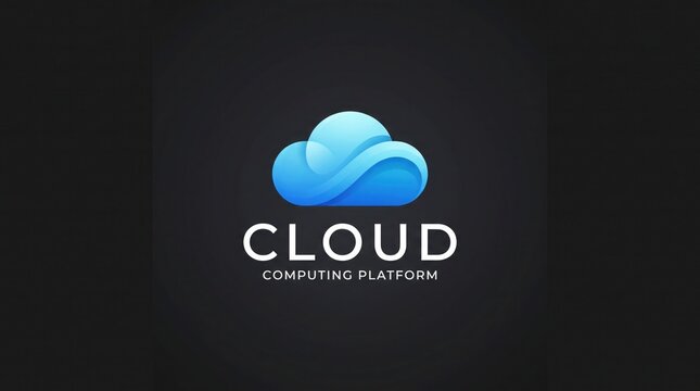 Modern blue cloud logo design isolated on a dark background representing digital technology and cloud computing services concept