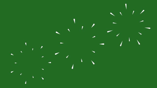 Circle burst white line shape, pop-up motion graphics with shiny circle ring highlights, blast on green screen background, firework burst line animation, chroma key overlay, 4k explosion animation