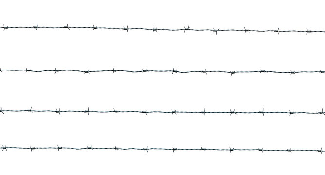 Freigestellter isolierter Stacheldraht Zaun im PNG Format mit transparentem Hintergrund, Absicherung gegen unbefugtes Betreten durch Menschen oder Tiere