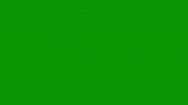 Circle burst white line shape, pop-up motion graphics with shiny circle ring highlights, blast on green screen background, firework burst line animation, chroma key overlay, 4k explosion animation