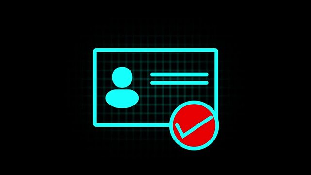 Digital id card verification animation with checkmark