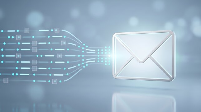 Digital mail icon receiving data stream