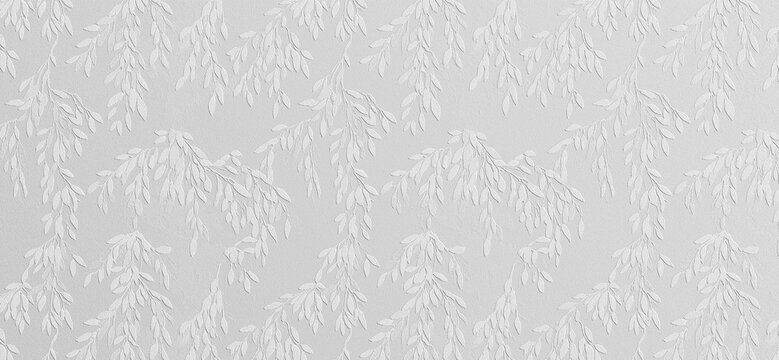 embossed pattern of hanging leaves and branches.