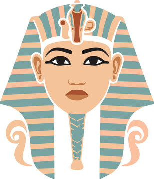 Ancient Egyptian pharaoh wearing traditional striped headdress and ceremonial beard