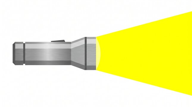 Bright yellow light beam from a silver flashlight illuminating the darkness, a vivid symbol of guidance and discovery