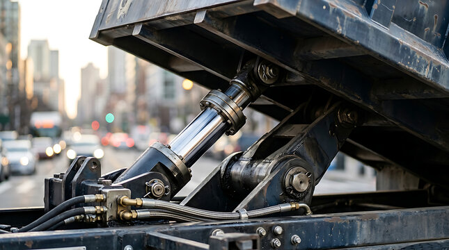 Close up of heavy duty truck suspension system.