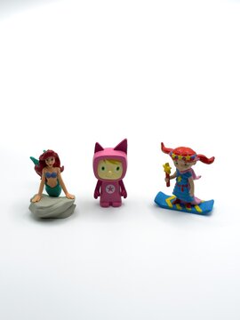 Ariel, Pink Cat Character and Pippi Longstocking Toy Figures, Bavaria, Germany &ndash; July 29, 2026