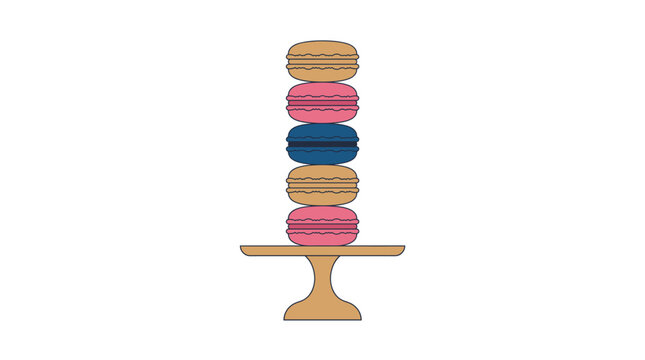 Stacked macarons on dessert stand displayed for bakery menu design and sweet treat celebration projects