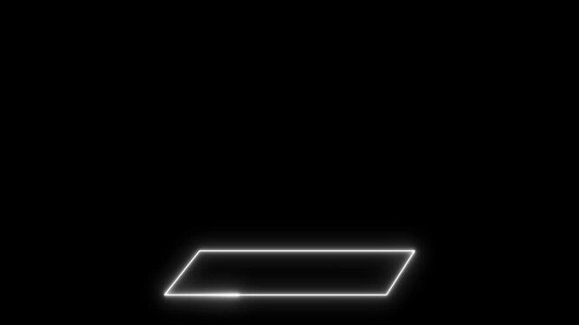 Glowing neon parallelogram shape pulsing light animation