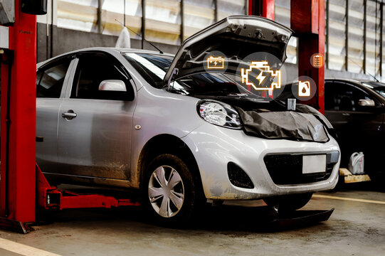 Electric Vehicle Engine Check and Diagnostic Inspection in Automotive Service Center