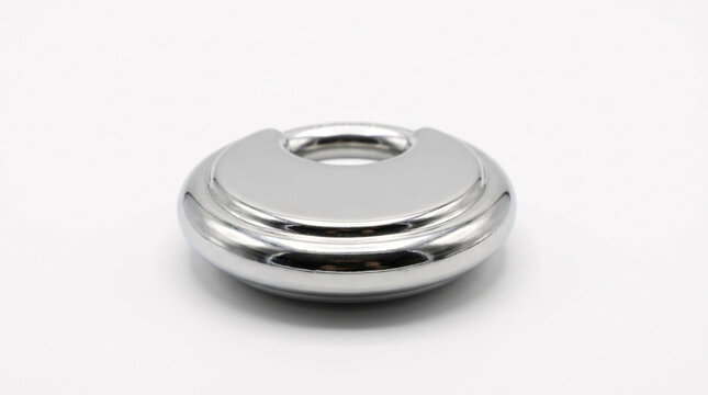 Cadenas rond en acier inoxydable brillant isol&eacute; sur un fond blanc.