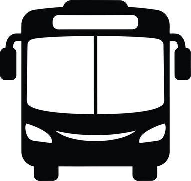 Silhouette vector city bus front view urban transport icon design