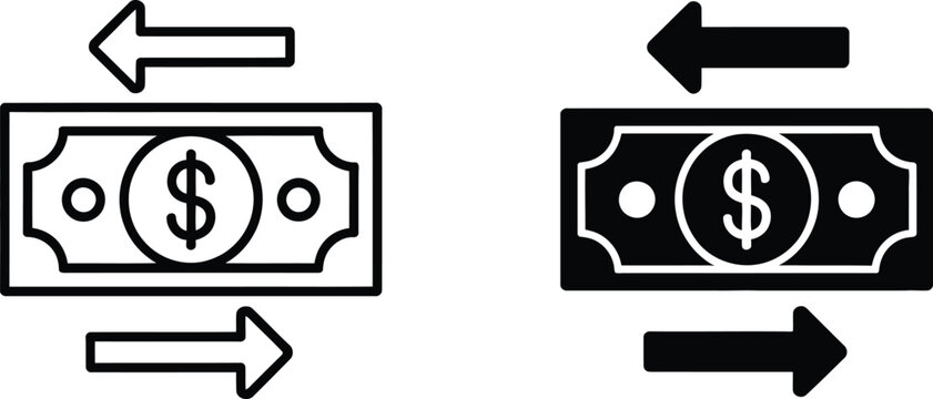 Money transfer icon with dollar bill vector illustration