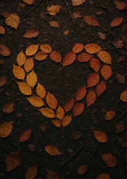 Autumn leaves heart shape