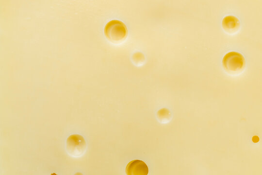 Close up of a slice of Swiss cheese 