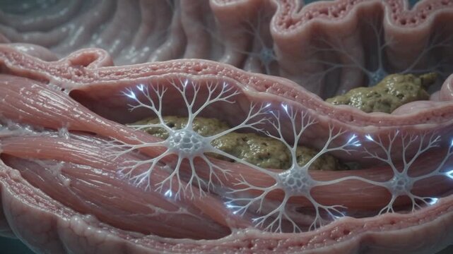 3D Visualization of Colon Wall Stretch Receptors Firing Signals to Enteric Nervous System