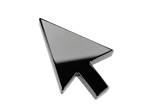 A black and gray computer mouse cursor isolated on transparent background