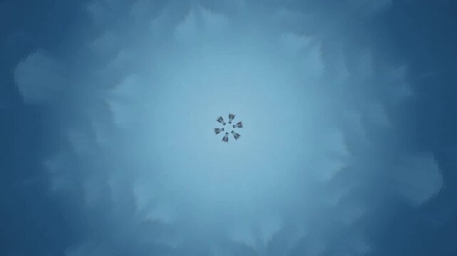 Abstract Kaleidoscopic Blue Floral Pattern Motion Background