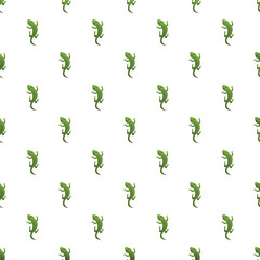 Fototapeta premium Green geckos repeating across a white background forming a nature inspired animal pattern