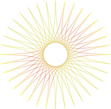 Abstract floral circular pattern with orange and yellow gradient curves circular spirograph gradient geometric abstract minimalist background