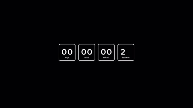 Minimalist digital countdown timer clock display on black background.