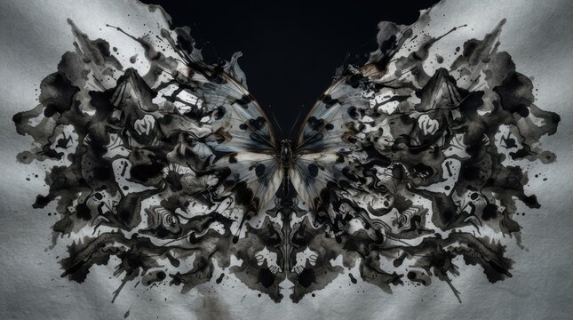 Abstract ink blot butterfly symmetrical art
