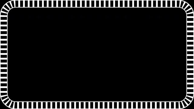 Black and white rectangular animated striped border picture frame abstract looping video with rounded corners
