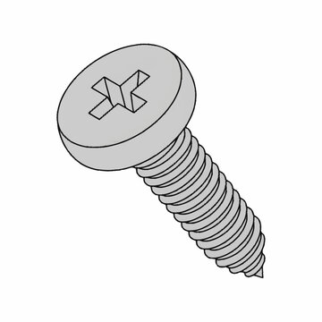 Minimalist Black and White Line Drawing of a Phillips Head Machine Screw with Sharp Point with high quality professional line art symbols for modern creative design and digital branding projects