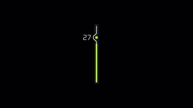 Minimalist digital loading bar with changing numbers on black background.