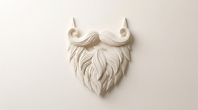 Minimalist white sculpted beard and mustache design with elegant flowing hair texture symbolizing masculinity craftsmanship creativity and modern artistic style   generative ai