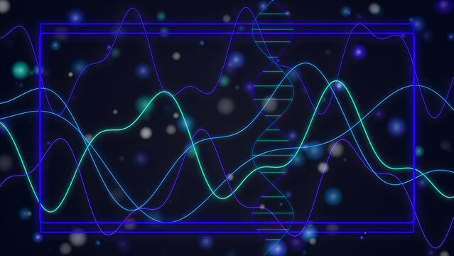 Line graph with three rising peaks on digital screen background