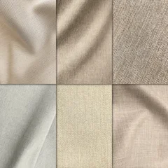 Neutral beige fabric texture background collage set, featuring woven cotton, linen, canvas, herringbone, and organic textile patterns for interior design, fashion, craft, and backdrop mockup. © WONGSAKORN
