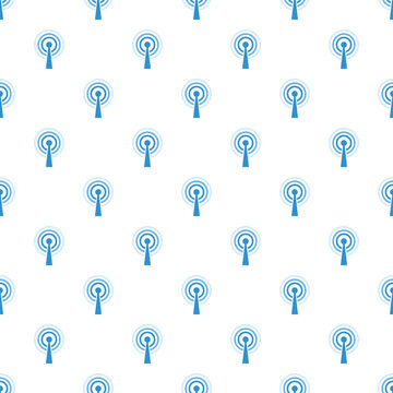 Antenna icons repeating across a white background, symbolizing wireless connection and broadcast