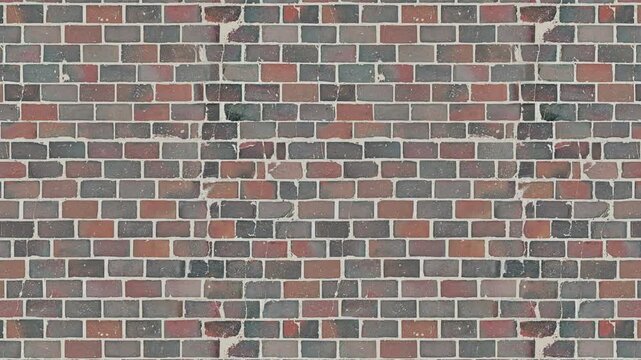 Aged red and grey brick wall texture forms a perfect seamless loop background.