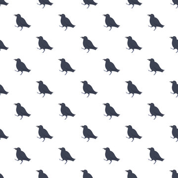 Crows creating abstract animal pattern on a white background