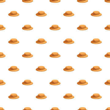 Straw hats creating a repeating vector background pattern
